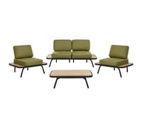 Garden Lounge Set with Table 4 Seater MINOZZO Certified Acacia Wood Olive Green
