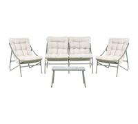 Garden Lounge Set with Table 4 Seater MOLVENO Metal Beige/ Green