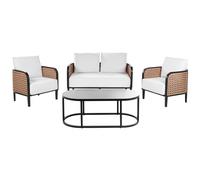 Garden Lounge Set with Table 4 Seater MONTEFALCO White Metal
