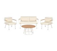 Garden Lounge Set with Table 4 Seater MONTESILVANO Light Beige Metal