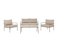 Garden Lounge Set with Table 4 Seater NESSO Metal Light Beige