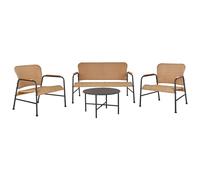 OFANTO 4 Seater Garden Lounge Set with Table Natural PE Rattan