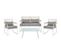 Garden Lounge Set with Table 4 Seater POMONTE Metal White