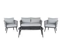 Garden Lounge Set with Table 4 Seater PREVEZA PE Rattan Grey