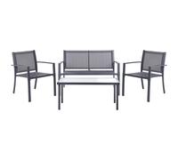Garden Lounge Set with Table 4 Seater TAVOLETO Metal Dark Grey