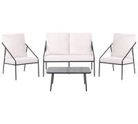 Beliani Garden Lounge Set With Table 4 Seater Ustica Metal Black