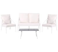 Beliani Garden Lounge Set With Table 4 Seater Ustica Metal White