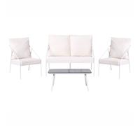 Beliani Garden Lounge Set With Table 4 Seater Ustica Metal White