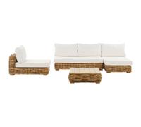 Beliani Garden Lounge Set With Table 4 Seater Varallo Left Hand Modular Rattan Natural, Brown