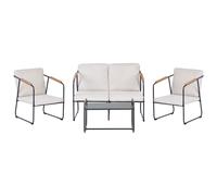 Garden Lounge Set with Table 4 Seater VEZZANA Metal Light Beige