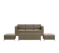 Garden Lounge Set with Table 5 Seater BELLUNO PE Rattan Brown