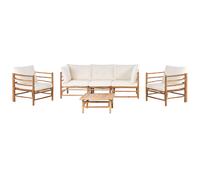 Garden Lounge Set with Table 5 Seater CERRETO Bamboo Wood Off-White