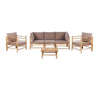 Garden Lounge Set with Table 5 Seater CERRETO Bamboo Wood Taupe