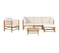 Garden Lounge Set with Table 5 Seater CERRETO Left Hand Bamboo Wood Off-White