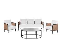 Beliani Garden Lounge Set With Table 5 Seater Montefalco Metal White