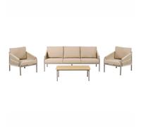 Beliani Garden Lounge Set With Table 5 Seater Murato Metal Beige