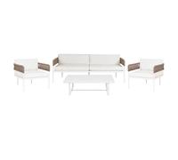 Beliani Garden Lounge Set With Table 5 Seater Serla Metal White