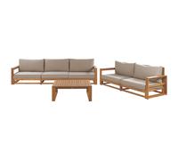 Beliani Garden Lounge Set With Table 5 Seater Timor Modular Certified Acacia Wood Light Brown, Brown