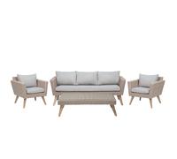 Beliani Garden Lounge Set With Table 5 Seater Vittoria Pe Rattan Grey, Brown