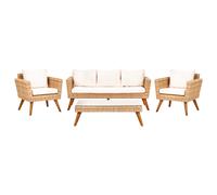 Beliani Garden Lounge Set With Table 5 Seater Vittoria Pe Rattan Off-white, White