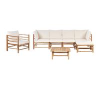 Garden Lounge Set with Table 6 Seater CERRETO Bamboo Off-White Left Hand