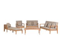 Garden Lounge Set with Table 7 Seater PATAJA Light Brown Certified Acacia Wood