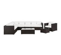 Garden Lounge Set with Table 8 Seater XXL Modular PE Rattan Right Hand Dark Brown