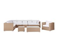 Garden Lounge Set with Table 8 Seater XXL Modular PE Rattan Right Hand Sand Beige