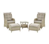 Garden Lounge Set with Table and Ottoman 2 Seater PONZA PE Rattan Beige