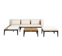 Garden Lounge Set with Table and Ottoman 3 Seater BRACCIANO Certified Acacia Wood Light Beige Right Hand