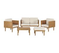 Beliani Garden Lounge Set With Table And Ottoman 4 Seater Baratti Acacia Wood Brown
