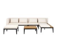 Garden Lounge Set with Table and Ottoman 4 Seater BRACCIANO Left Hand Certified Acacia Wood Light Beige