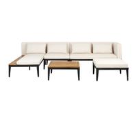 Garden Lounge Set with Table and Ottoman 4 Seater BRACCIANO Right Hand Certified Acacia Wood Light Beige