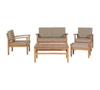 Garden Lounge Set with Table and Ottoman 4 Seater MANILA Acacia Wood Light Brown