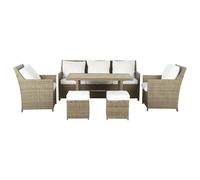 Garden Lounge Set with Table and Ottoman 5 Seater FONTI Brown PE Rattan with Cushions