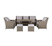 Garden Lounge Set with Table and Ottoman 5 Seater FONTI Taupe PE Rattan with Cushions