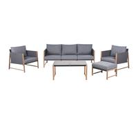 Garden Lounge Set with Table and Ottoman 5 Seater NOLA Metal Grey