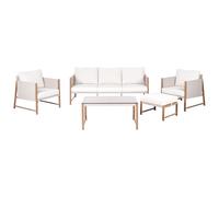 Garden Lounge Set with Table and Ottoman 5 Seater NOLA Metal Light Beige