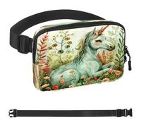 Garden Magical Unicorn Fanny Packs for Women Men, Crossbody Belt Bag with Zipper Pockets,Waterproof Waist Packs with Adjustable Strap for Workout Running Traveling Hiking, Multicolor, One Size