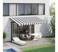 Outsunny Garden Sun Shade Canopy Retractable Awning - 4 x 3(m) Blue and White | TJ Hughes