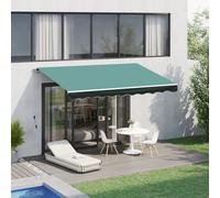 Manual Awning Retractable with Winding Handle Green 3m x 2.5m