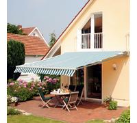 Outsunny Garden Sun Shade Canopy Retractable Awning - 4 x 3(m) Green and White | TJ Hughes