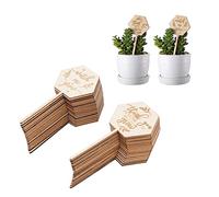 Garden Marker Sign, 36PCS 10.2 x 5 x 0.2cm / 4.0 x 2.0 x 0.08in Watch Me Grow Succulent Tags Wooden Hexagonal Tags for Indoor Outdoor Flower Pot Decoration Plant