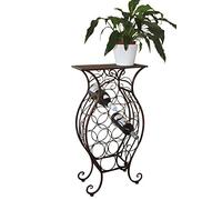 Garden Market Place Antique Style Decorative Metal Framed Wine Rack for 13 Bottles With Shelf - Bronze