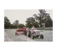 Garden Market Place Canvas Print, Ferguson FE35 Tractor With Straw Baler Wall Art, Heritage Countryside Picture Print, Stretched Canvas Wall Art on Wooden Frame, 60 x 40 cm
