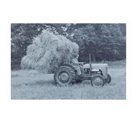 Garden Market Place Canvas Print, Ferguson TE20 Tractor With Back Board of Straw Wall Art, Black and White Farming Heritage Picture Print, Stretched Canvas Wall Art on Wooden Frame, 60 x 40 cm
