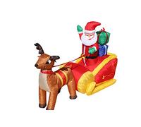 Garden Market Place Inflatable Father Christmas and Reindeer With Low Voltage LED Lights with Transformer 1.8M Wide - Indoor or Outdoors