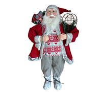 Garden Market Place Large 90cms Tall Father Christmas Figure With Sack of Toys and Snow Shoes- Rustic Santa Style