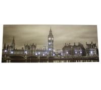 Garden Market Place Large Big Ben Canvas Picture Print With 15 Led Lights - Black And White