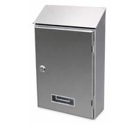 Garden Market Place Post Box, Stainless Steel Wall Mounted Post Box, Lockable Outdoor Letter Box with Perspex Name Tab, 2 Keys & Fixings Included, 360 x 230 x 100mm